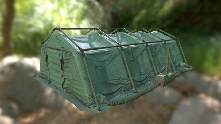 Military tent with heater 3D Model