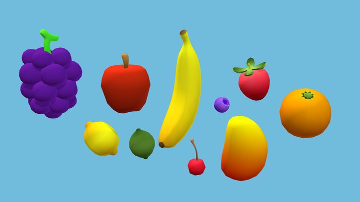 Low Poly Fruit Set | Stylized Gradient Props 3D Model