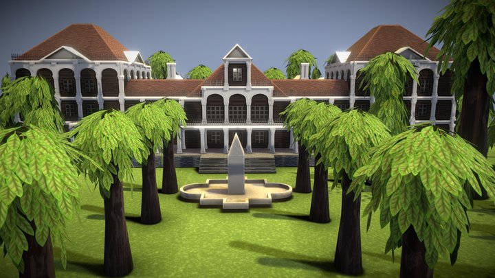 Low Poly Mansion Environment – Free 3D Model STL