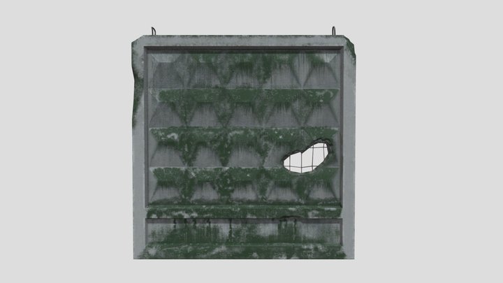 Concrete Fence with moss 3D Model