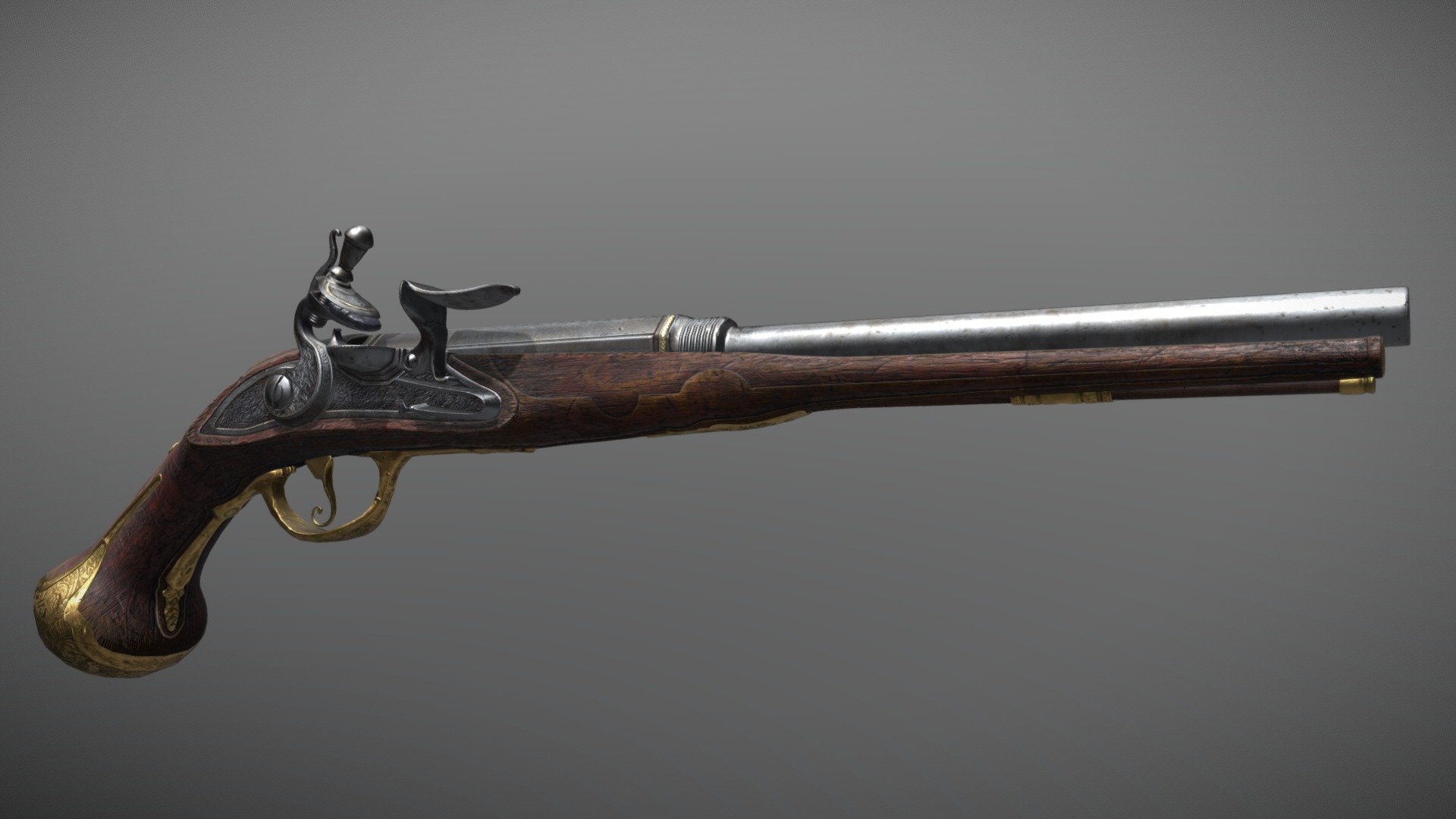 Flintlock gun - 3D model by Dmitriy Belik (@djamezzz) [3770e9d] - Sketchfab