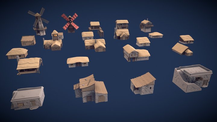 Stylized Medieval Village House 3D Model
