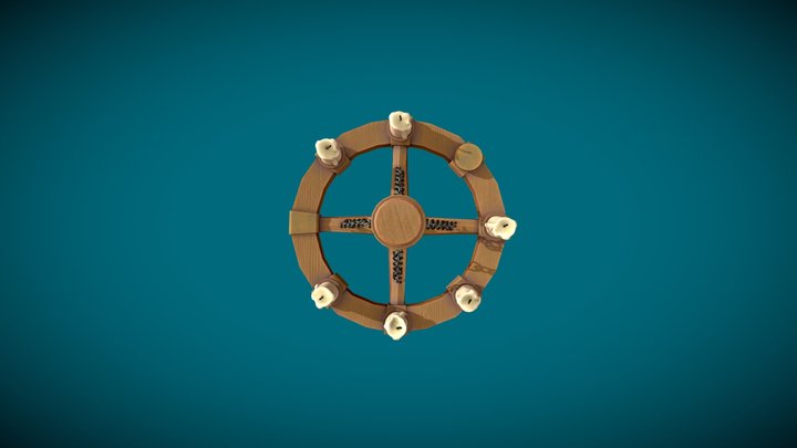 Wagon wheel chandelier 3D Model