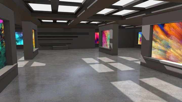 VR Art Gallery Showcase Presentation Room 3D Model