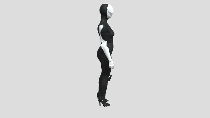 a women android base with helmet 3D Model
