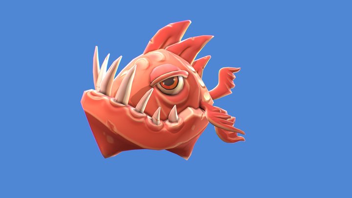 Stylized Cartoon Low Poly Piranha 3D Model