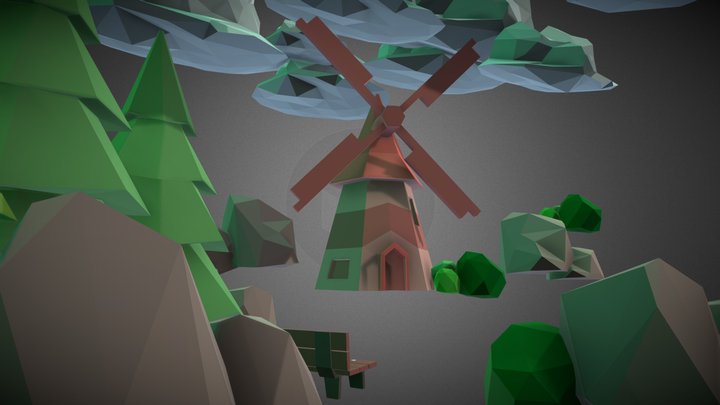 Moinho Low Poly 3D Model