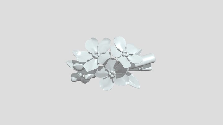 Hair clip with blue flowers 3D Model