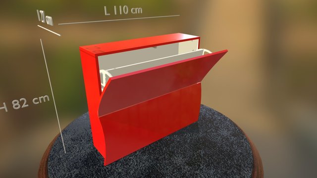 Scarpiera 2 ante roso 3D Model