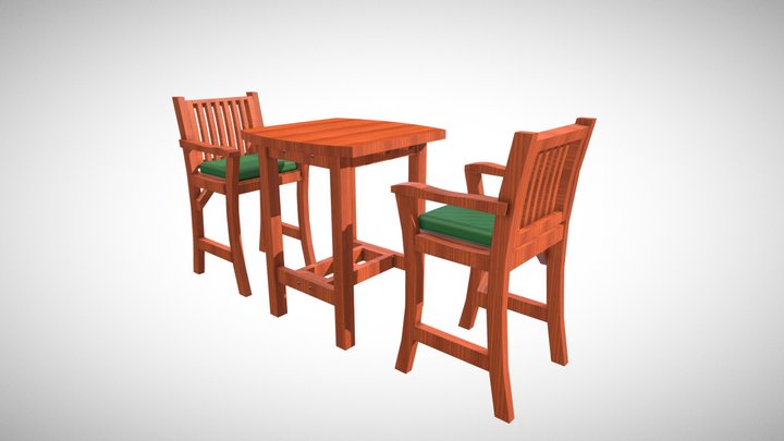 123585 Tete-a-Tete Outdoor Wood Cocktail - copy 3D Model