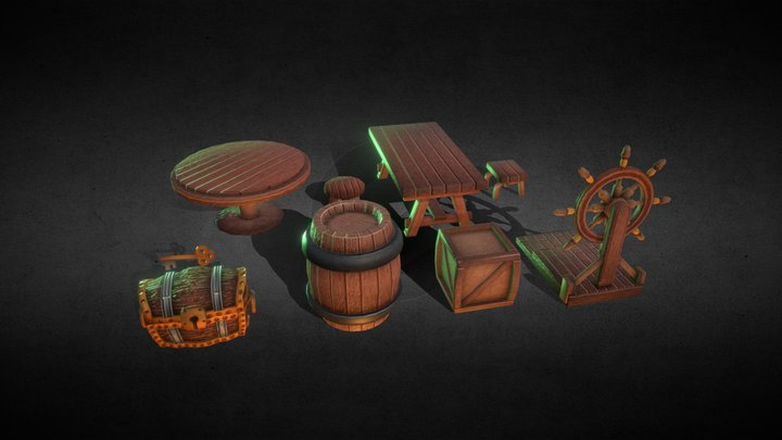 Lowpoly Pirate  Pack 3D Model