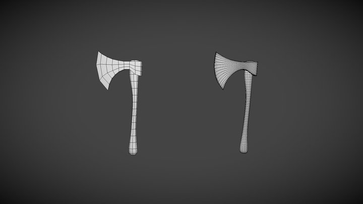 Axe Wireframe LP & HP 3D Model