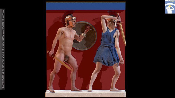 3D rendering of Metope West 12 Restored (Parthenon)