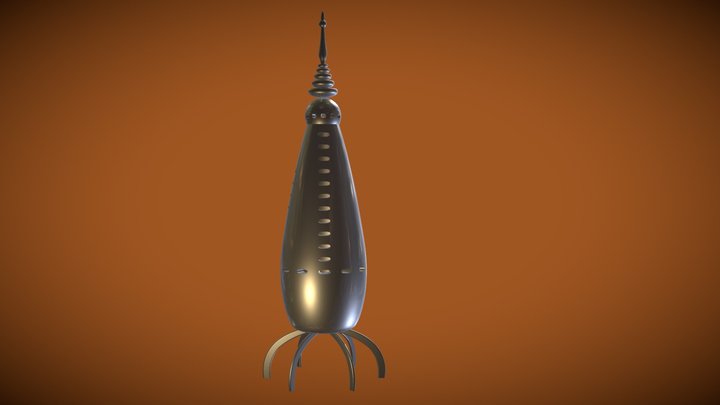 Mid century inspired rocket ship 3D Model