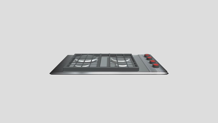 Gas Cooktop 3D Model - Kitchen Appliance