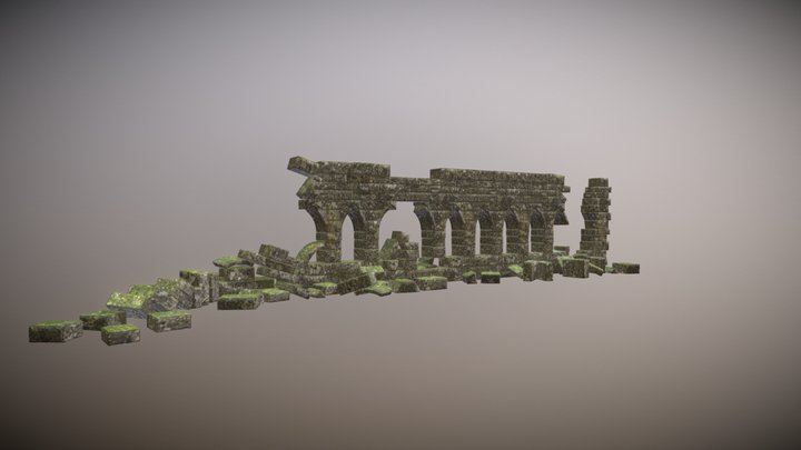 Abbey Wall Ruins 3D Model