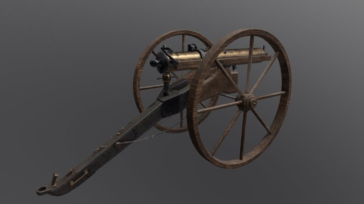 18th Century Gatling Gun 3D Model