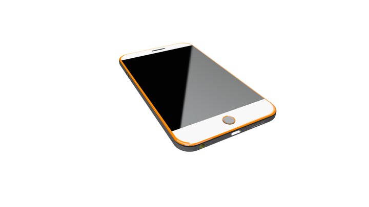 Mock-up Phone Model (Orange Back) 3D Model