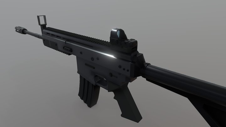Low poly Assault rifle 3D Model