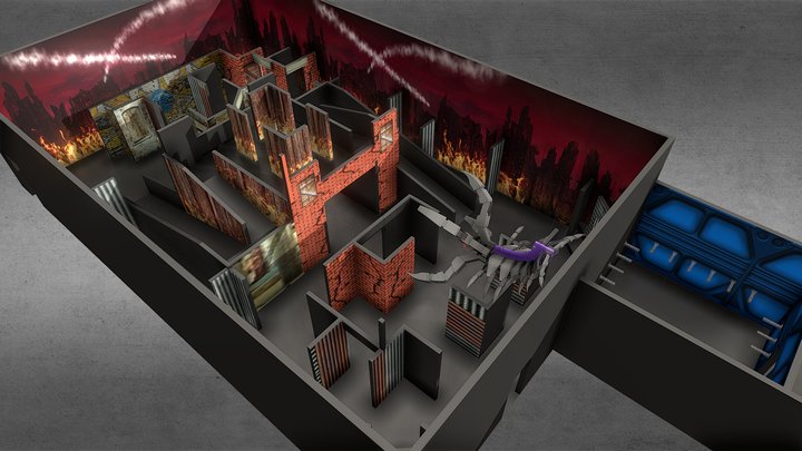 Apocalyptic Laser Tag Arena 3D Model