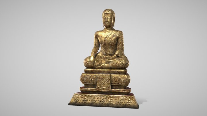 Ancient Thai Buddha Statue 04 3D Model