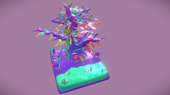 Rainbow Mushroom Island! 3D Model