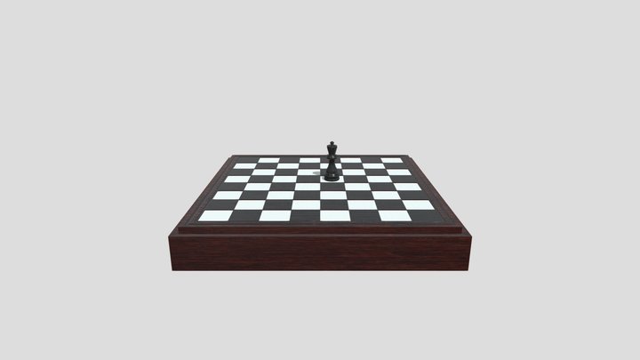 Chessboard with Queen - Blender 3D Model
