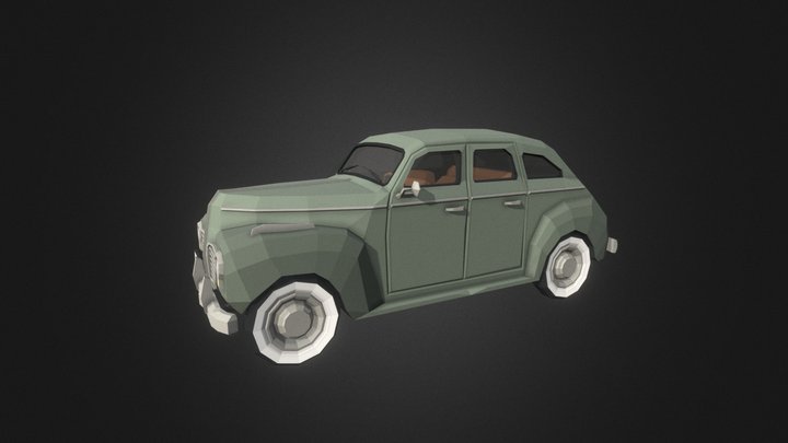 Retro Car LowPoly 3D Model