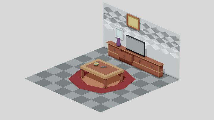 Low Poly Lounge Home 3D Model