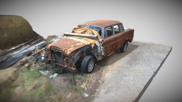 Old mercedes car wreck 3D Model