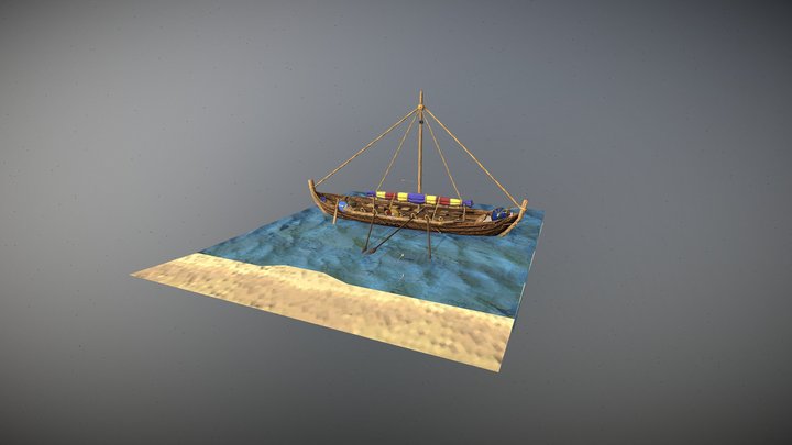 Abandoned drakkar. Pixel texture 3D Model