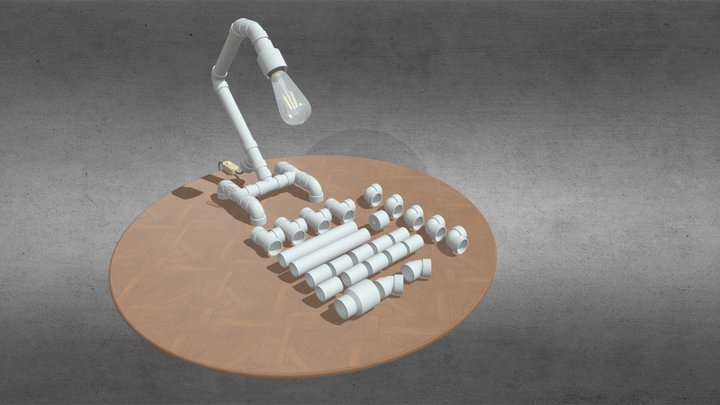 PVC Fittings Table Lamp II – Kostenloses 3D-Modell STL