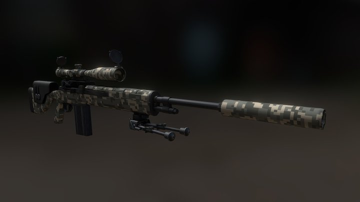 M14 DMR (Digi camo) 3D Model