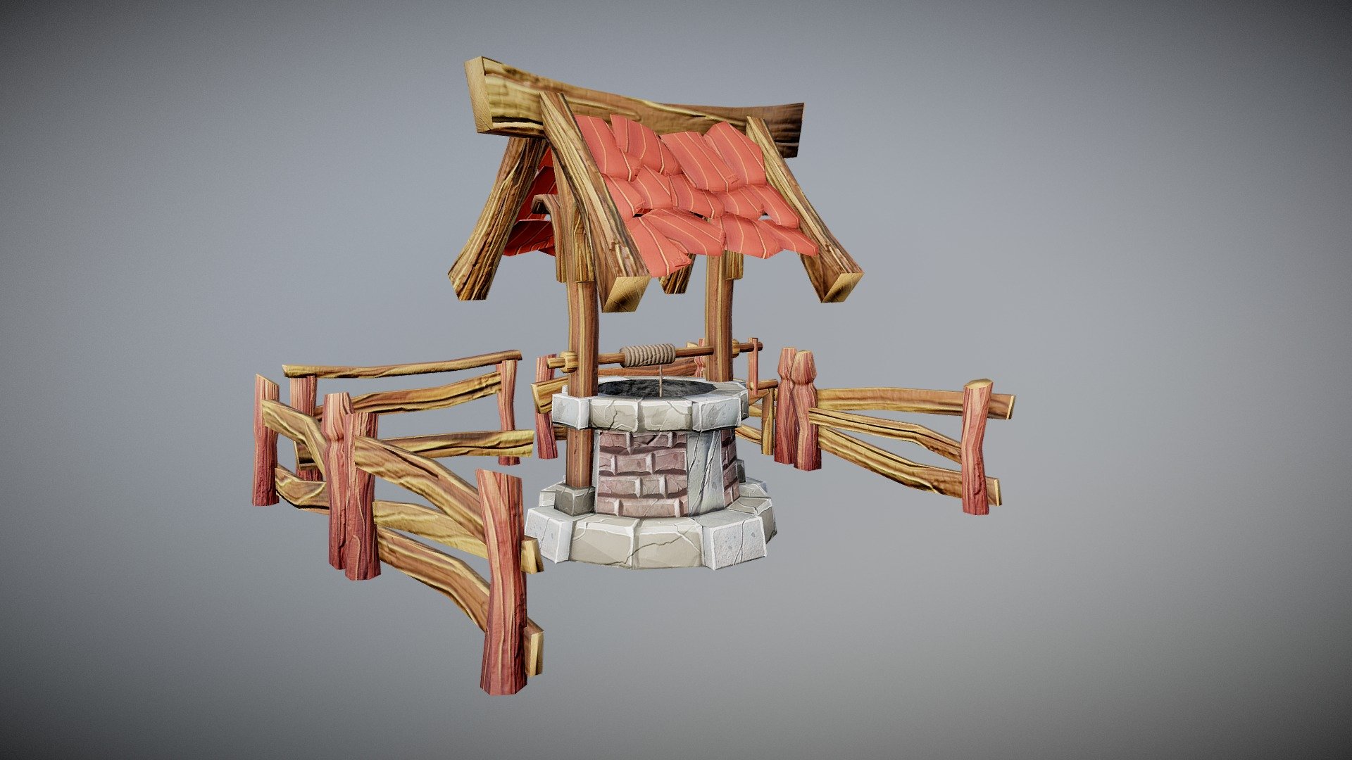 Low Poly medieval well