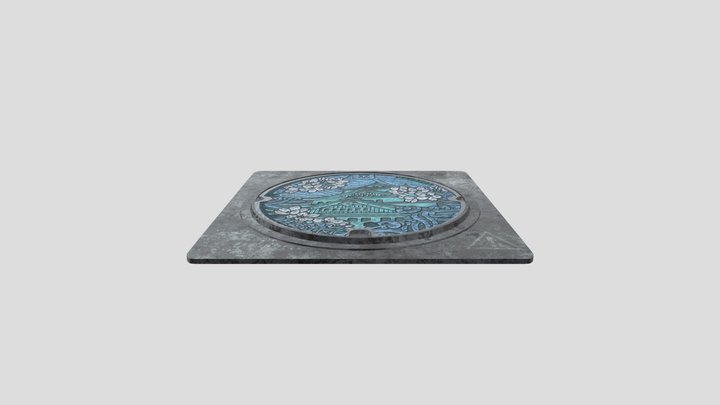 Osaka Japan Manhole Cover 3D Model