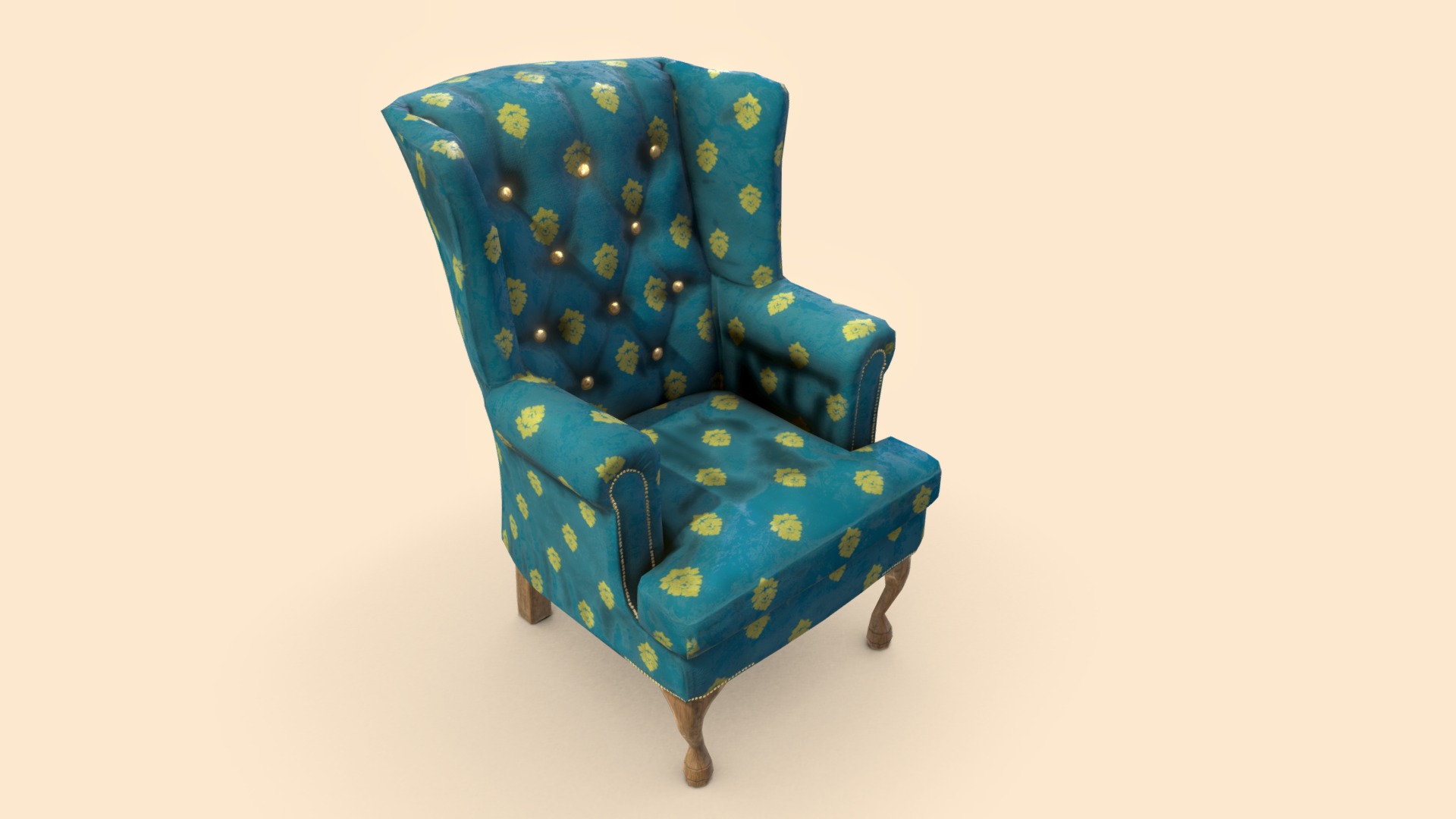 3D model Armchair - This is a 3D model of the Armchair. The 3D model is about a blue and green chair.