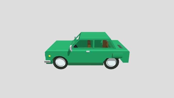 Simple lowpoly zaz 968 Car UA 3D Model GLB