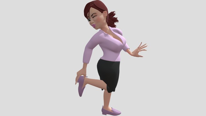 Pam Beesly Caricature Rig 3D Model