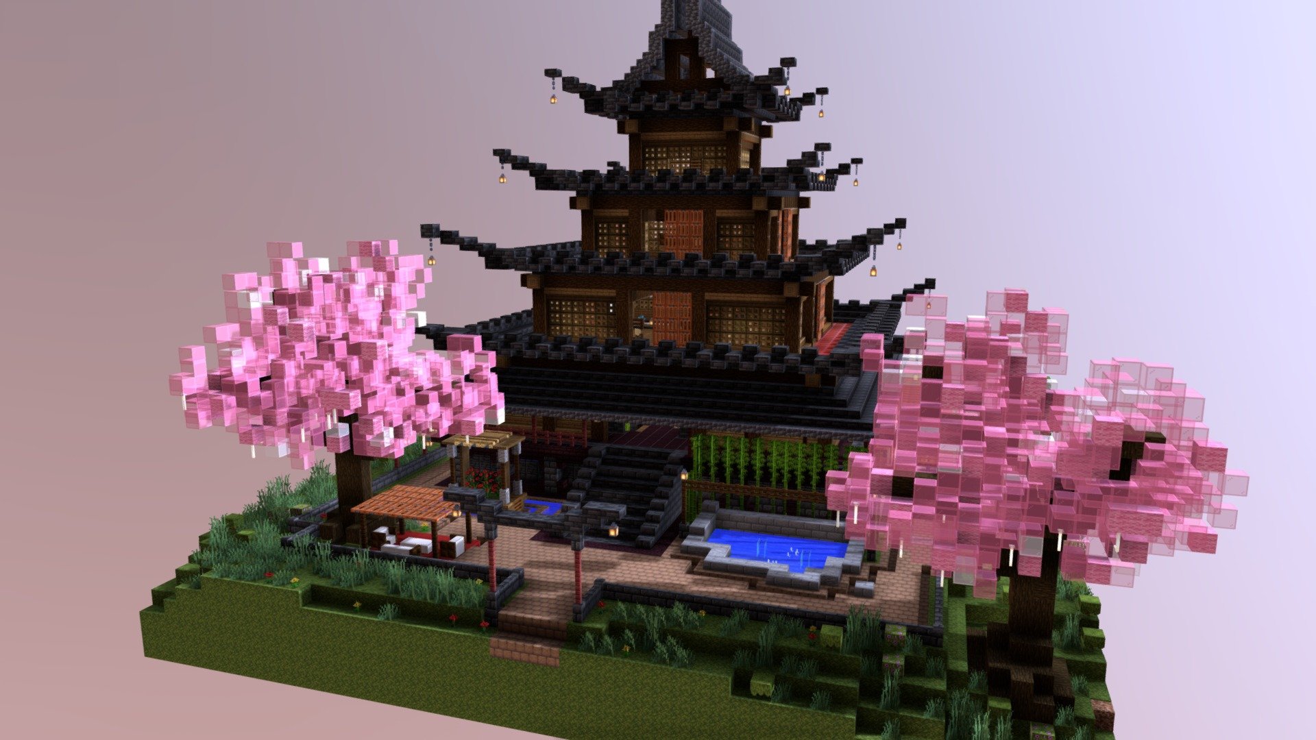 How To Build A Pink Pagoda  Minecraft Tutorial 