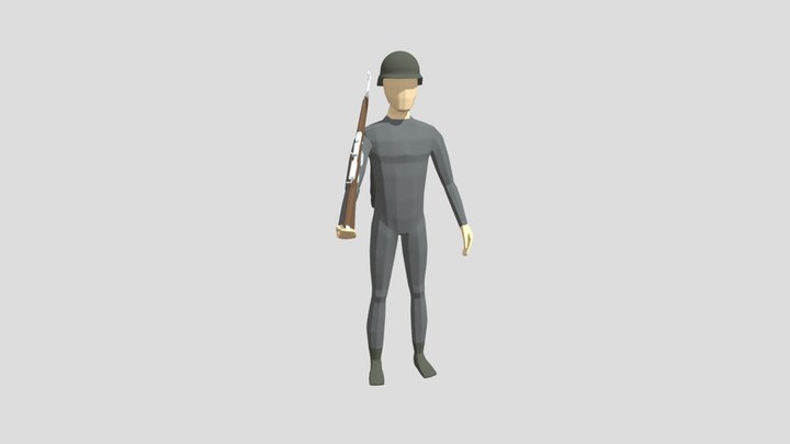Low Poly German Soldier 3D Model