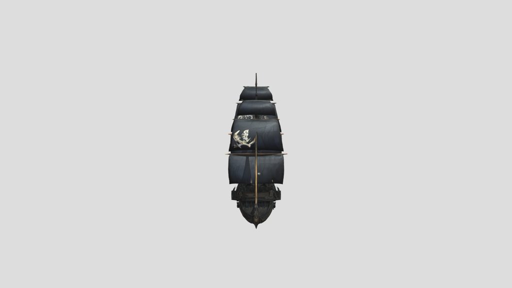 A sailing pirate ship on the sea
