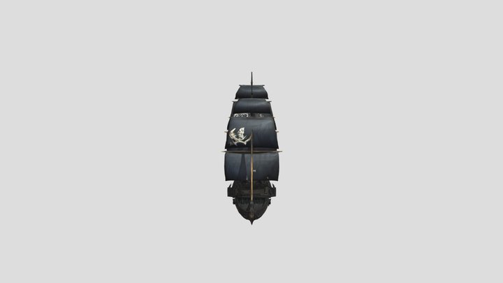 A sailing pirate ship on the sea 3D Model