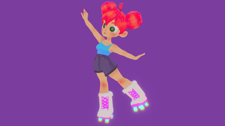 Roller skater girl 3D Model