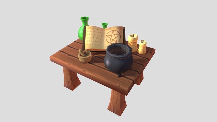 Handpaint magical table set 3D Model