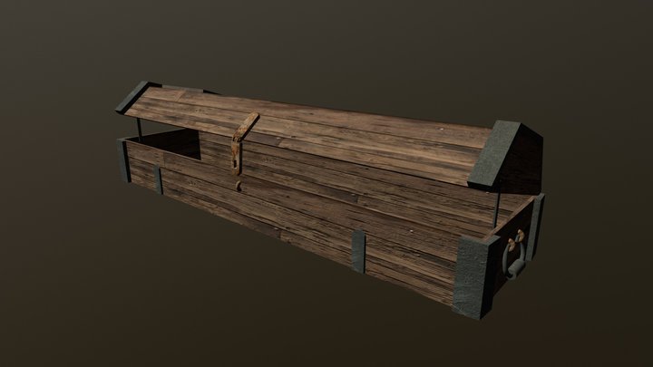 Coffin with ironwork 3D Model