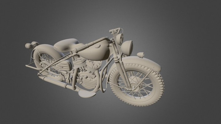 Vintage Motorcycle - Wireframe 3D Model