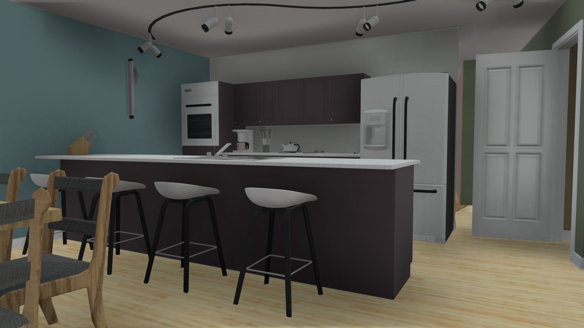 3D model Apartment interior - This is a 3D model of the Apartment interior. The 3D model is about a kitchen with a table and chairs.