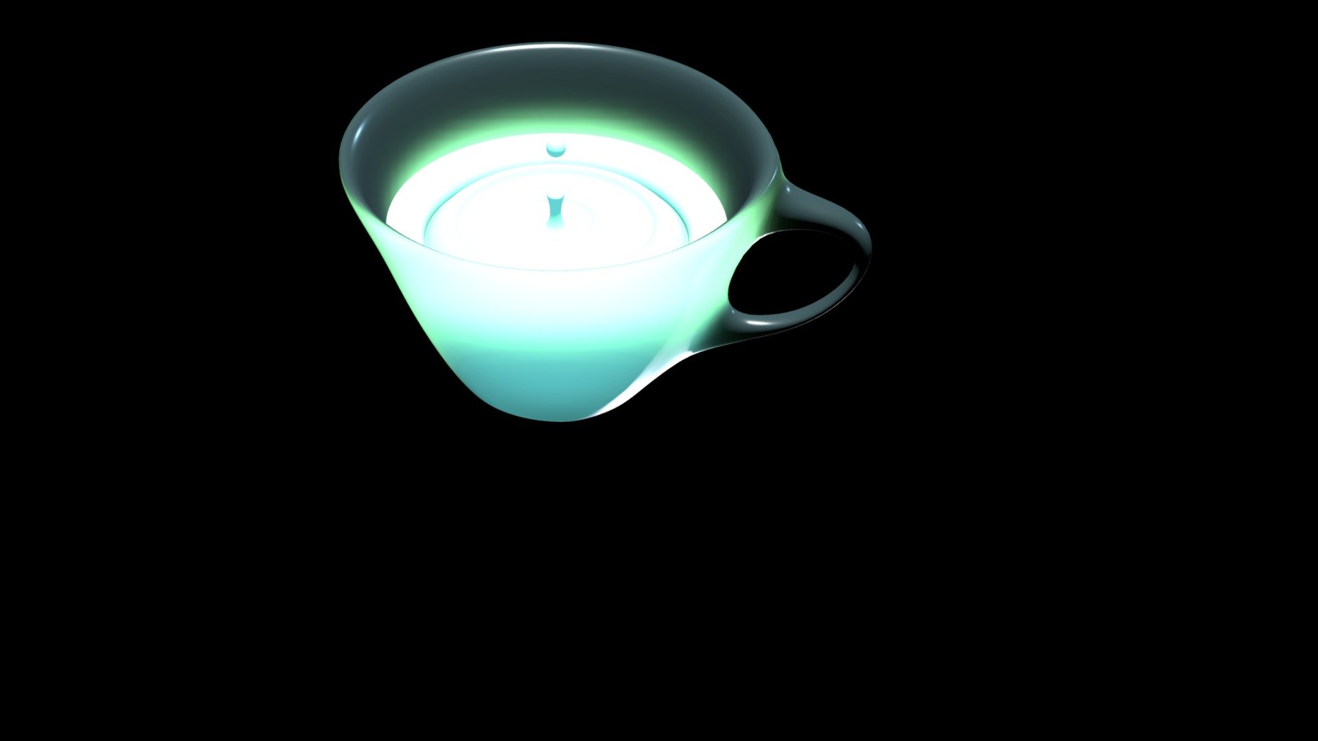 Cup with shiny liquid