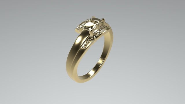 Double Princess Bypass with Accents Ring 3D Model