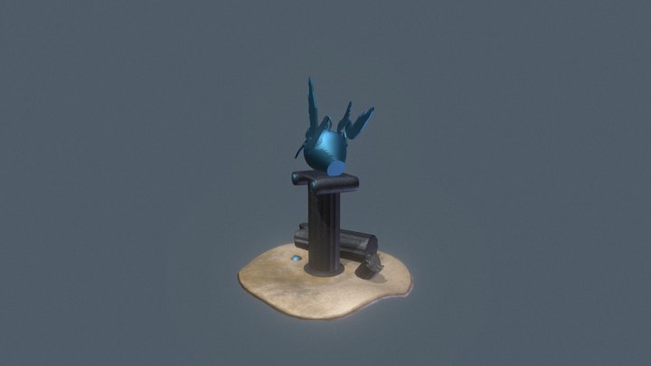 Pillar with Sculpture 3D Model